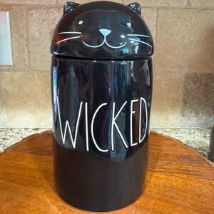 Rae Dunn Wicked Black Cat Candle & Canister